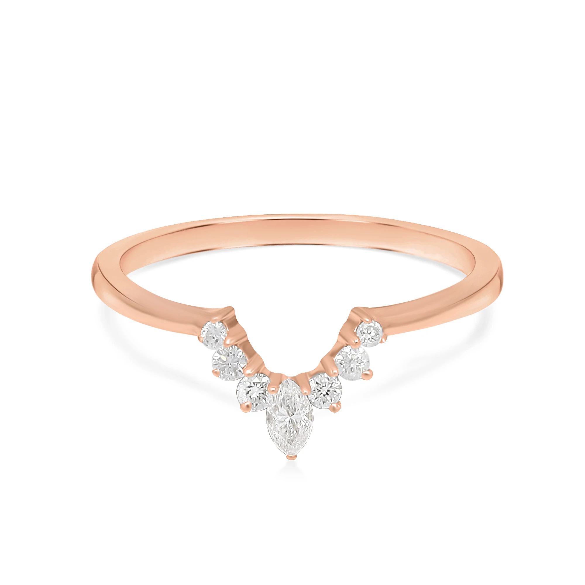 Natural Diamond Marquise Shape Round Diamond Gemstone Ring 14k Gold Diamond Ring