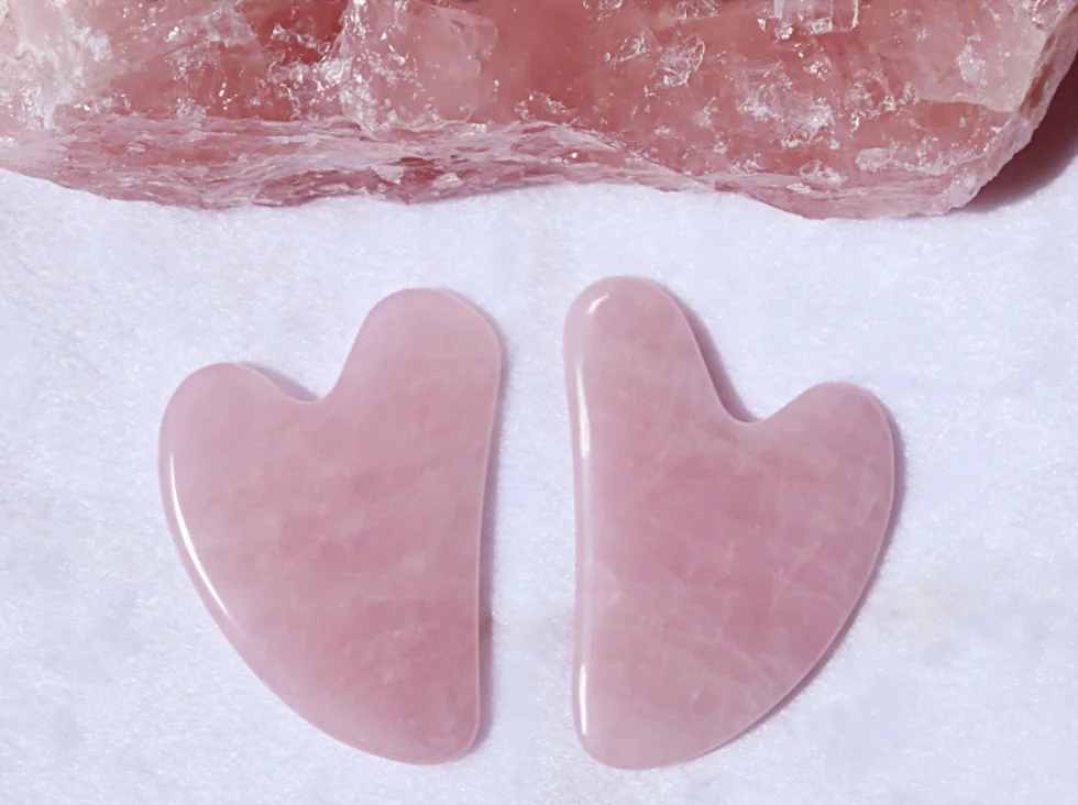 Skin Care Tools Custom 100% natural Crystal Jade Facial Rosy Quartz Roller Gua Sha Stone