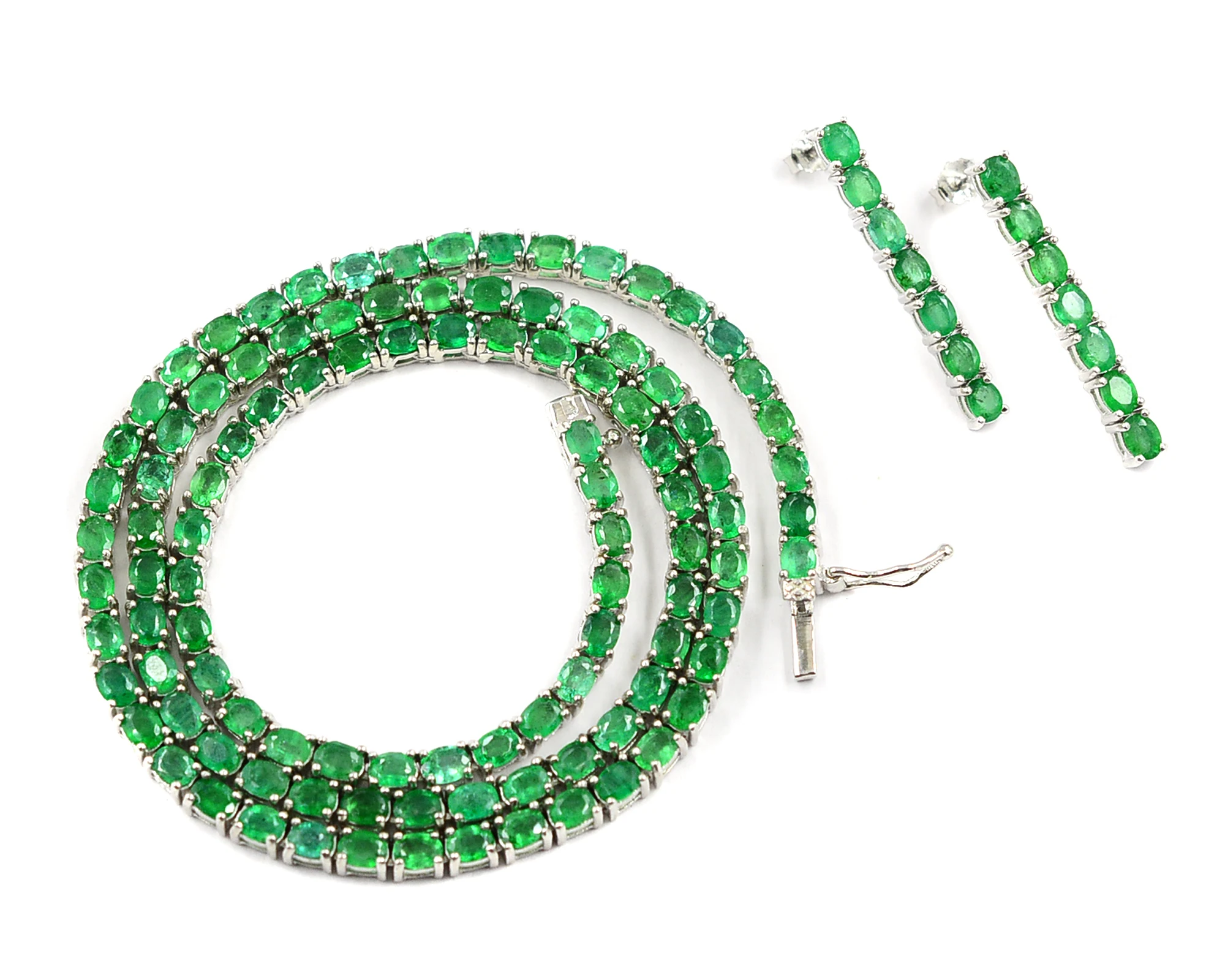 Новый эксклюзивный замбийский изумруд 4x3 мм натуральный драгоценный камень 925 пробы серебро для женщин ювелирные изделия ожерелье серьги набор от индийского