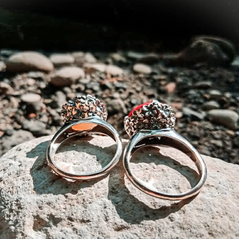 KA-R013-Frangipany Sculptured Best Selling Classics Design Ring Silver Jewelry Women Gift MOP Party Sterling Stone Wedding