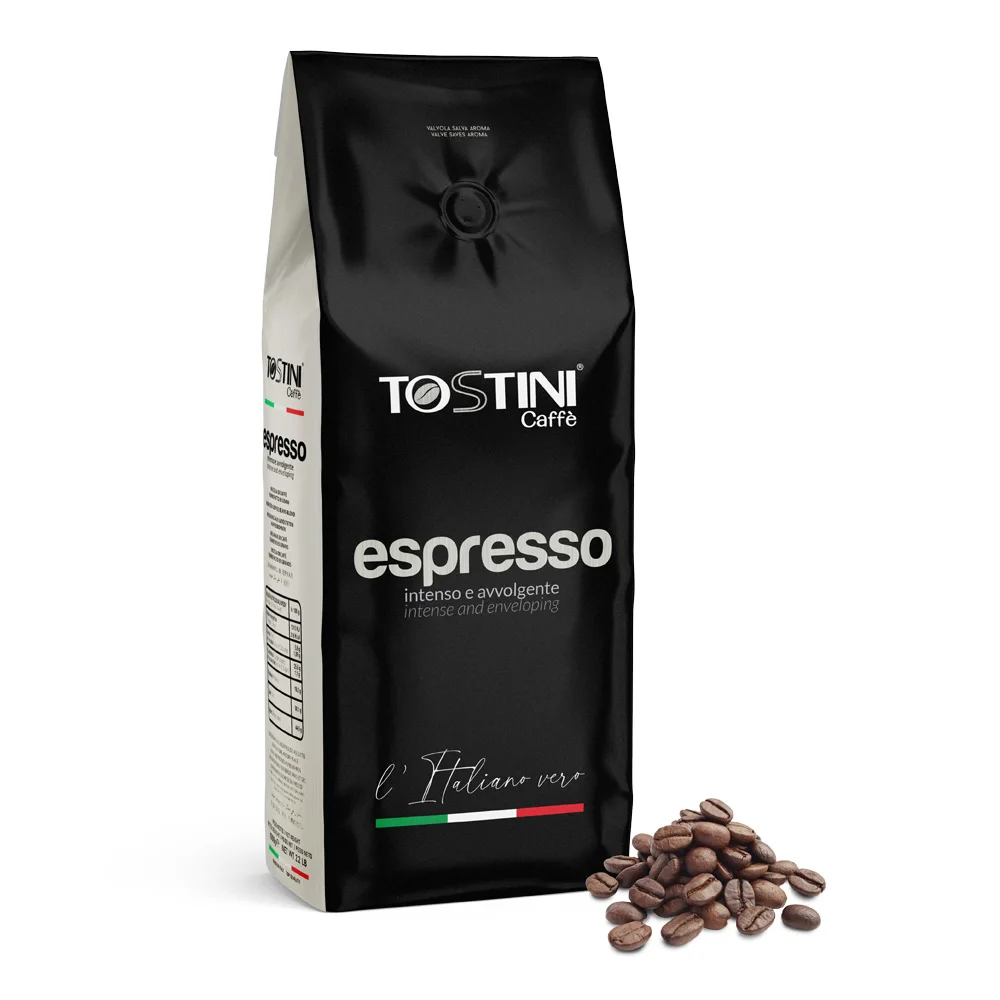 
Кофейные зерна для эспрессо Tostini высшего качества, упаковка 1 кг с ароматическим клапаном, Сделано в Италии, для домашнего и профессионального использования 