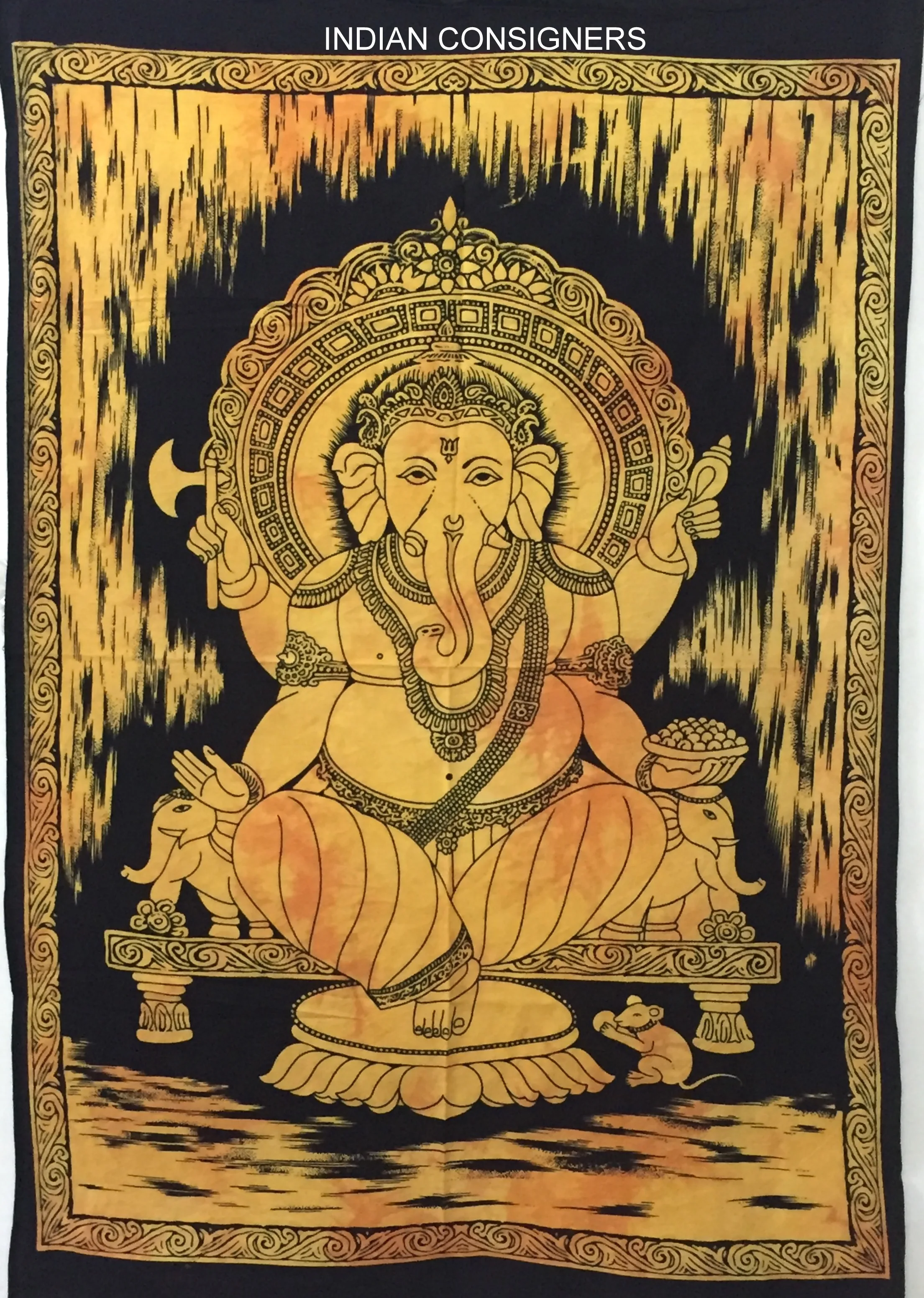 Lord Ganesha Tapestry Worship Religious Multiple Color Ethnic Beautiful Wall Hanging Home Decor