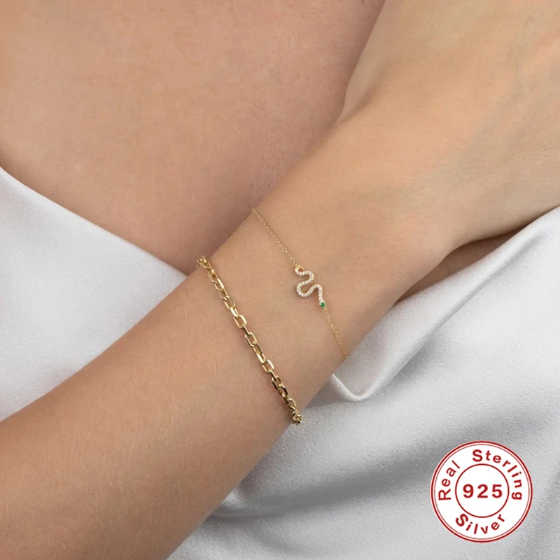 CANNER Thailand Factory Jewelry Hot Selling 925 Sterling Silver 18K Gold Plated Snake Bracelet For Woman