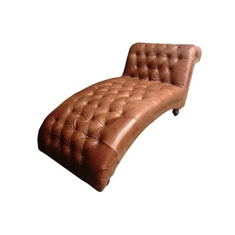 LUXURY LEATHER CHAISE LOUNGE CHESTERFIELD HOME FURNITURE