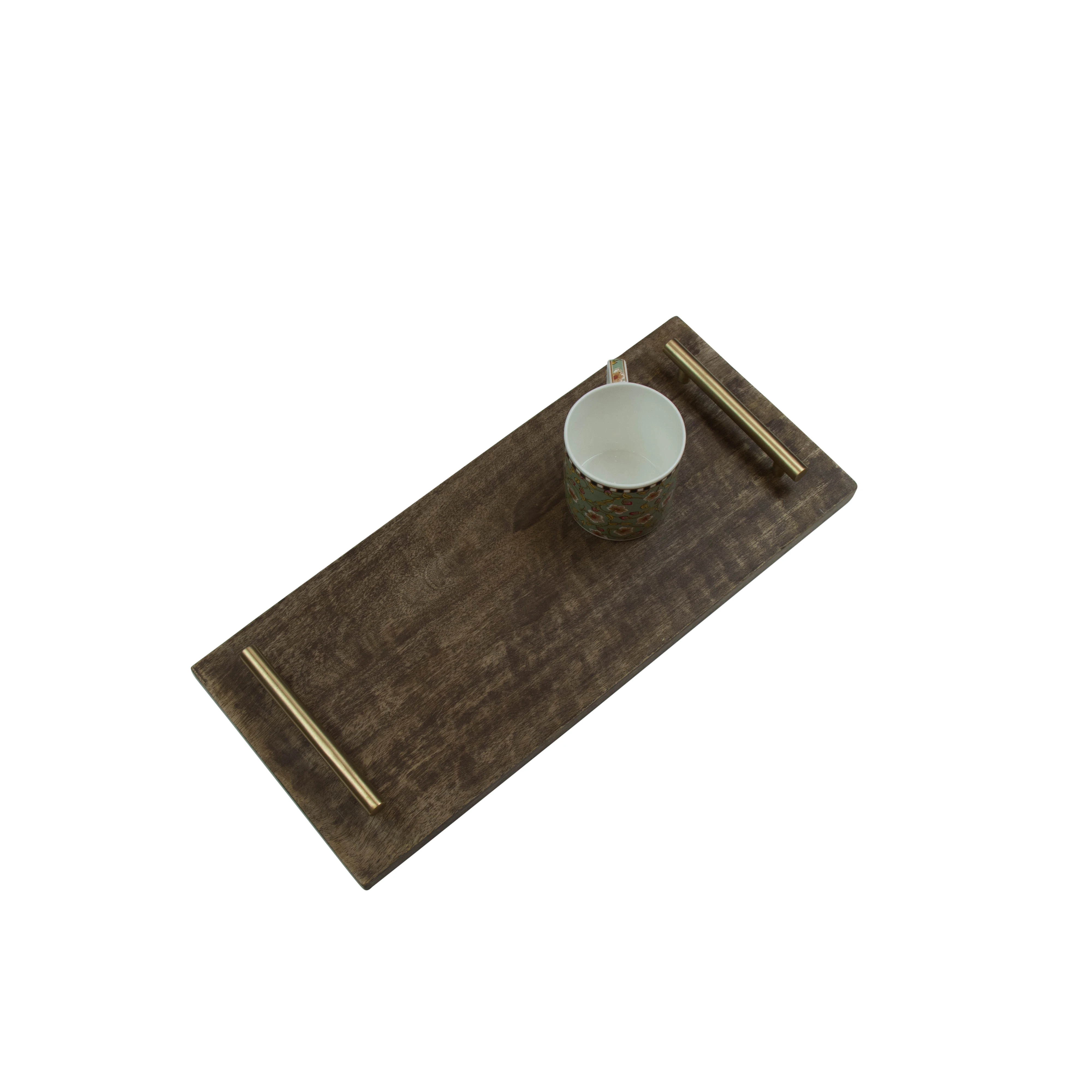 
Wooden Serving Tray with Golden handles 