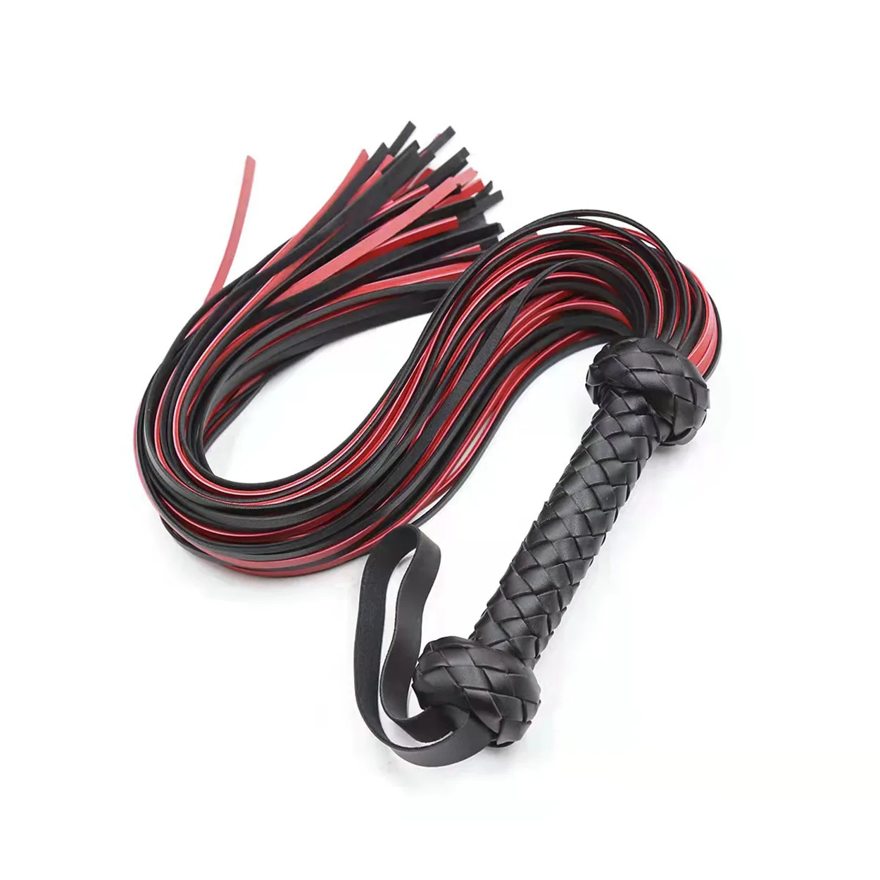 Adult sex toy SM Tonal sex toy Slave stimulate black and red leather tassel whip
