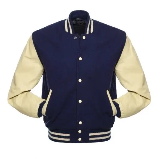 Bulk baseball varsity jacket faux leather sleeves patch logo letterman jacket unisex varsity jacket