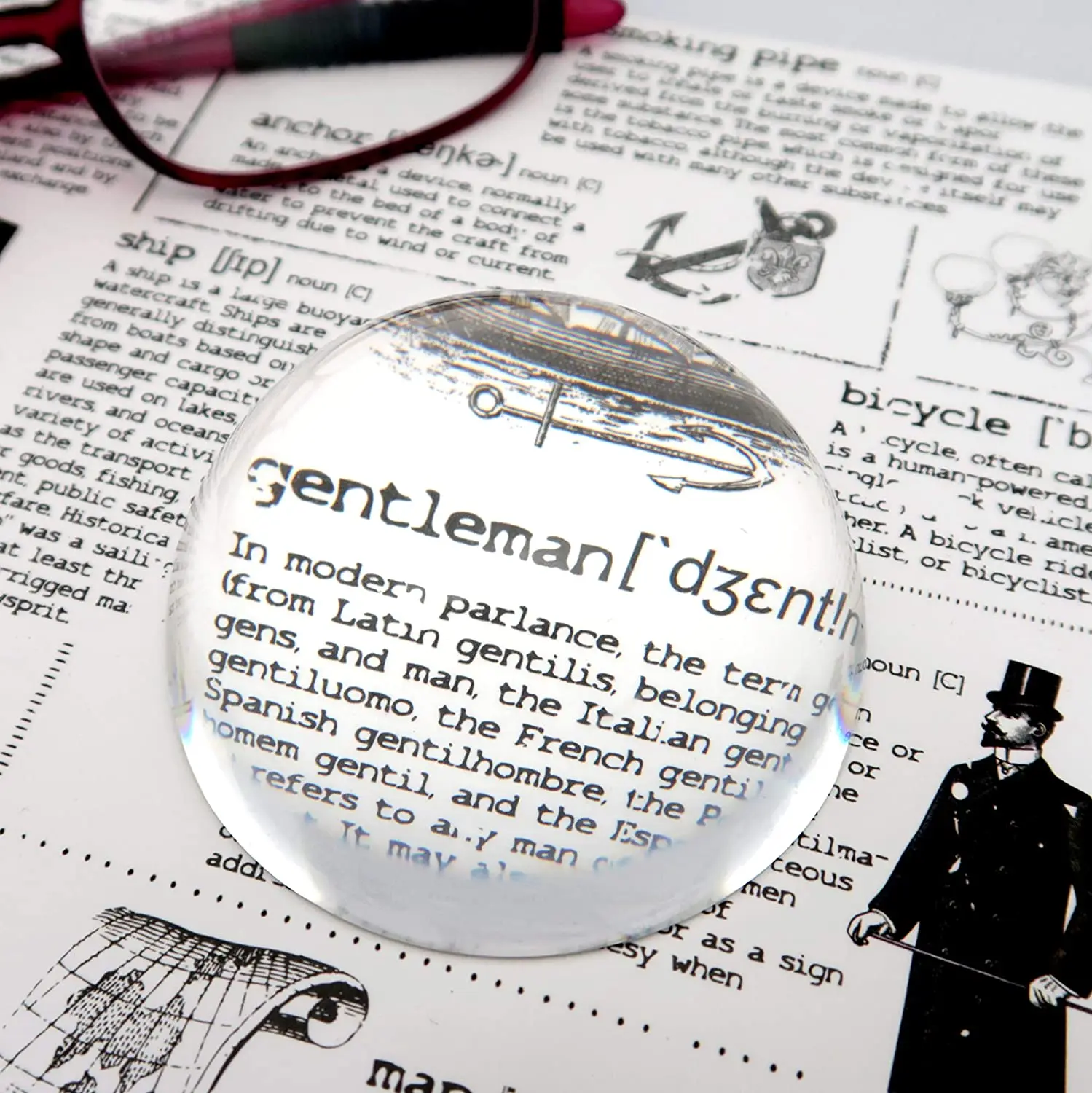 2.4 Inch Magnifying Glass Dome Paperweight Photography Decoration 5X Optical Magnifier Reading Aid for Reading Blueprints Maps