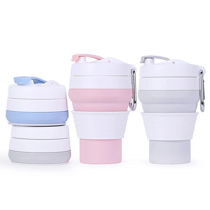 
Portable Flexible folding traveling cup drinking bottle extension type silica gel coffee cup 