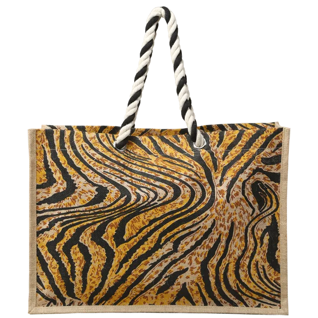 Jute fashion tote shopping bags novation bag gift bags with nice printing manufactured in India West Bengal cheap price
