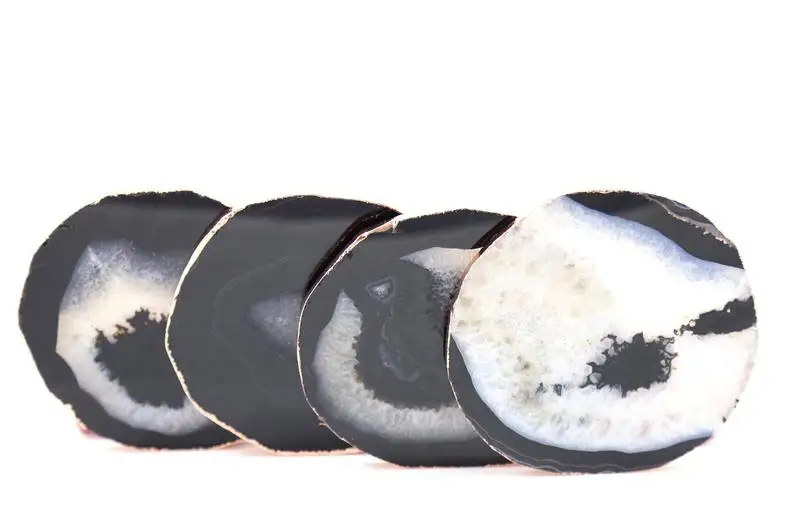 
Black Agate Coasters--Gold Plated Coasters--Silver Plated Coasters 