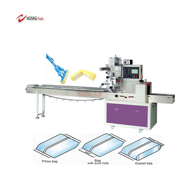 Full Automatic Foam Mop Pillow Bags Horizontal Packing Machine For Small business