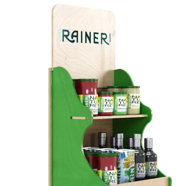 Top Quality Fully Customizable Private Label & Design Wooden Floor Display Rack for Food Shops