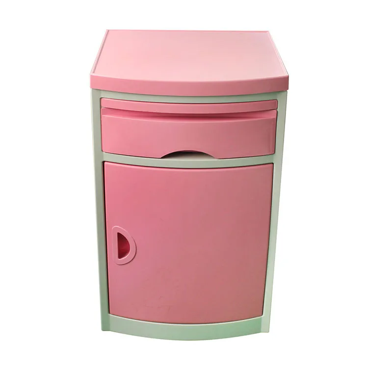 Hospital Movable Plastic Medical Bed Cabinet Locker Bedside Table With Wheels