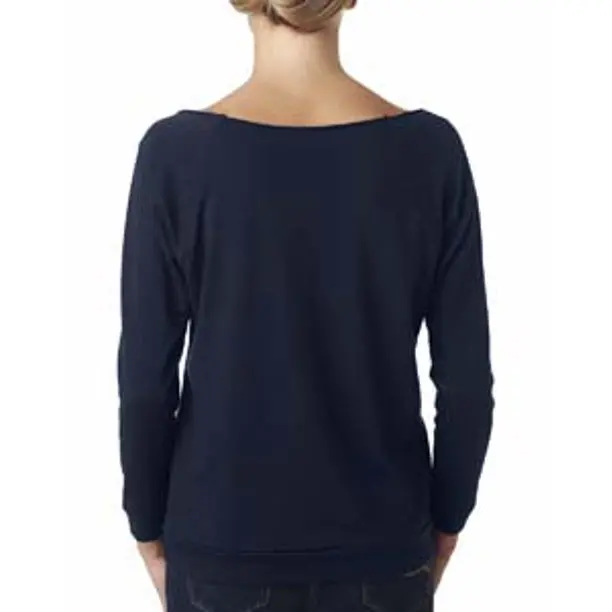 custom made Ladies French Terry 3/4 Sleeve Raglan Self-fabric band and cuffs Women Terry light weight full sleeve shirt