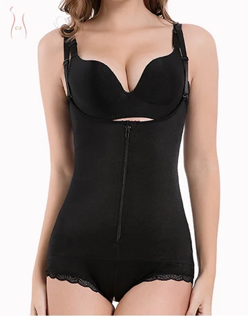 Curvy Skins Women one-piece waist body shaper shapewear zipper lace latex corset