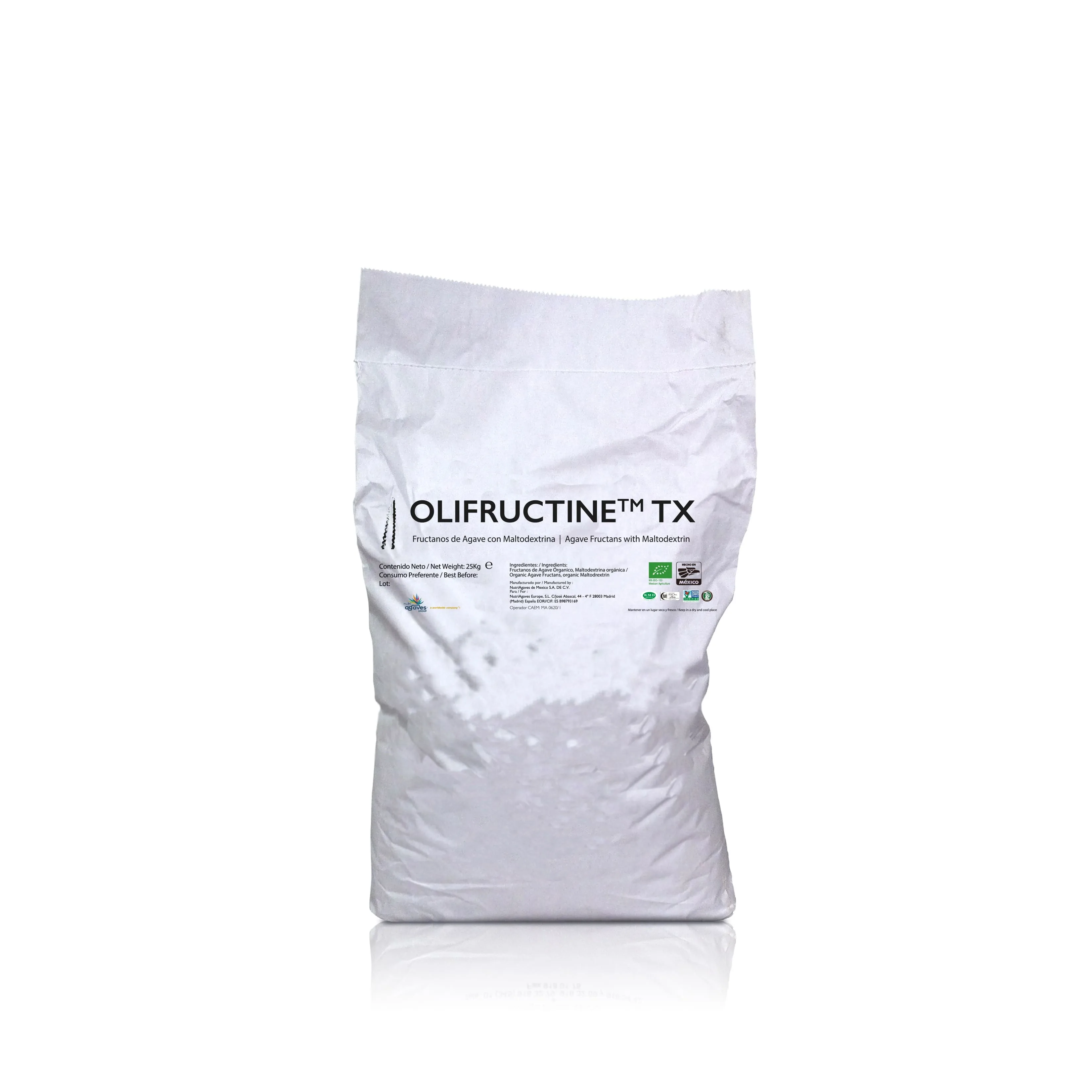 Заменитель сахара подсластитель-олифруктин TX волокна диетический пребиотик индулин фрукты сахар Стевия растворимая Упаковка 25 кг мешок