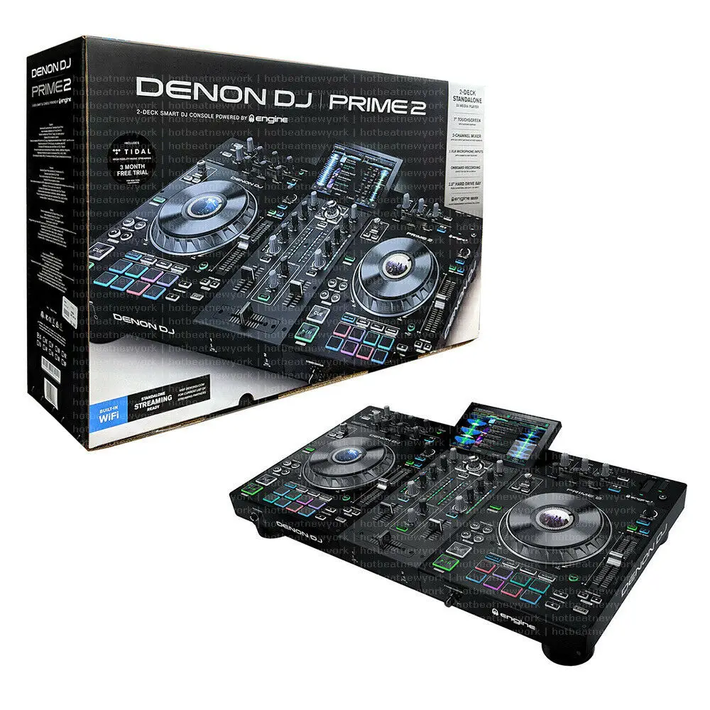 New Original Denon DJ Prime 2 Standalone 2-Deck Smart DJ Console with 7-Inch Touchscreen