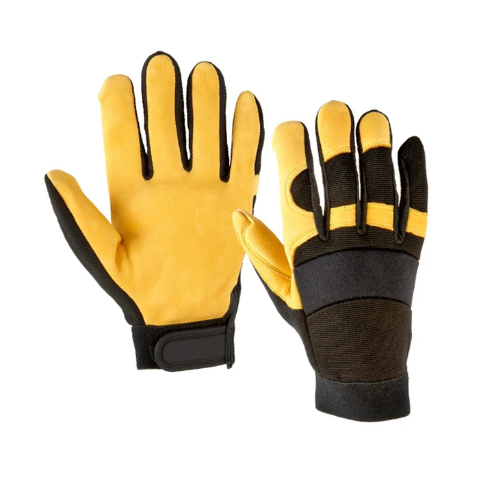 Newest Design Top Sale Leather Mechanic Gloves Working Safety Industrial Mechanical Gloves