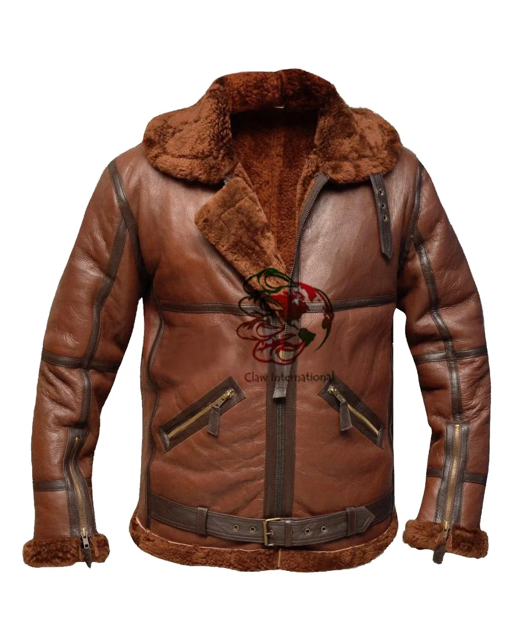 Bomber Flying Sheepskin Leather Jacket Shearling B3 Aviator Fur Men Flight warm Filling Winter Wear Casual Coat Jacket