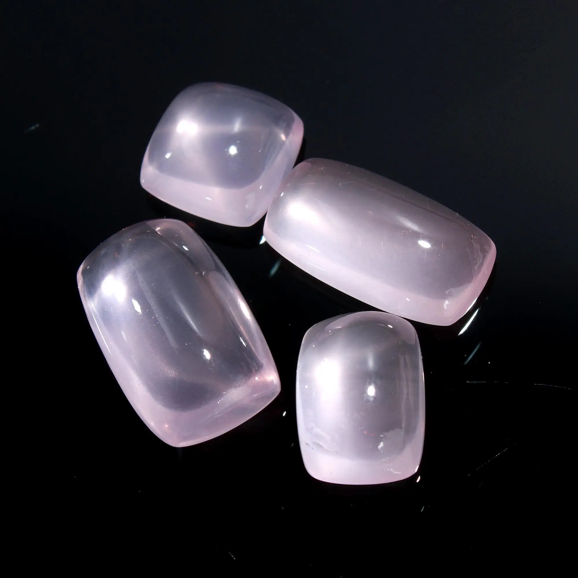 Rose Quartz Rectangle Shape Cabochon Flat Back Gems Stones Fine Jewelry Ring Bracelet Earring Making Semi Precious Rose Quartz