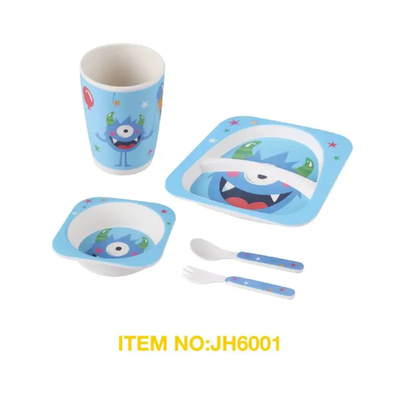Recycled PET factory wholesale price eco friendly BPA free dishwasher safe 5 pcs tableware dinner set for children