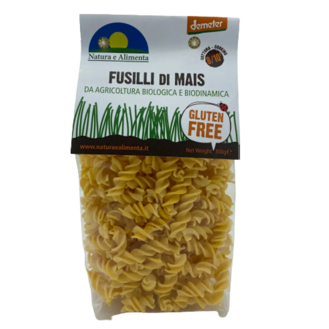 High quality organic gluten free corn pasta FUSILLI Natura e Alimenta 250gr