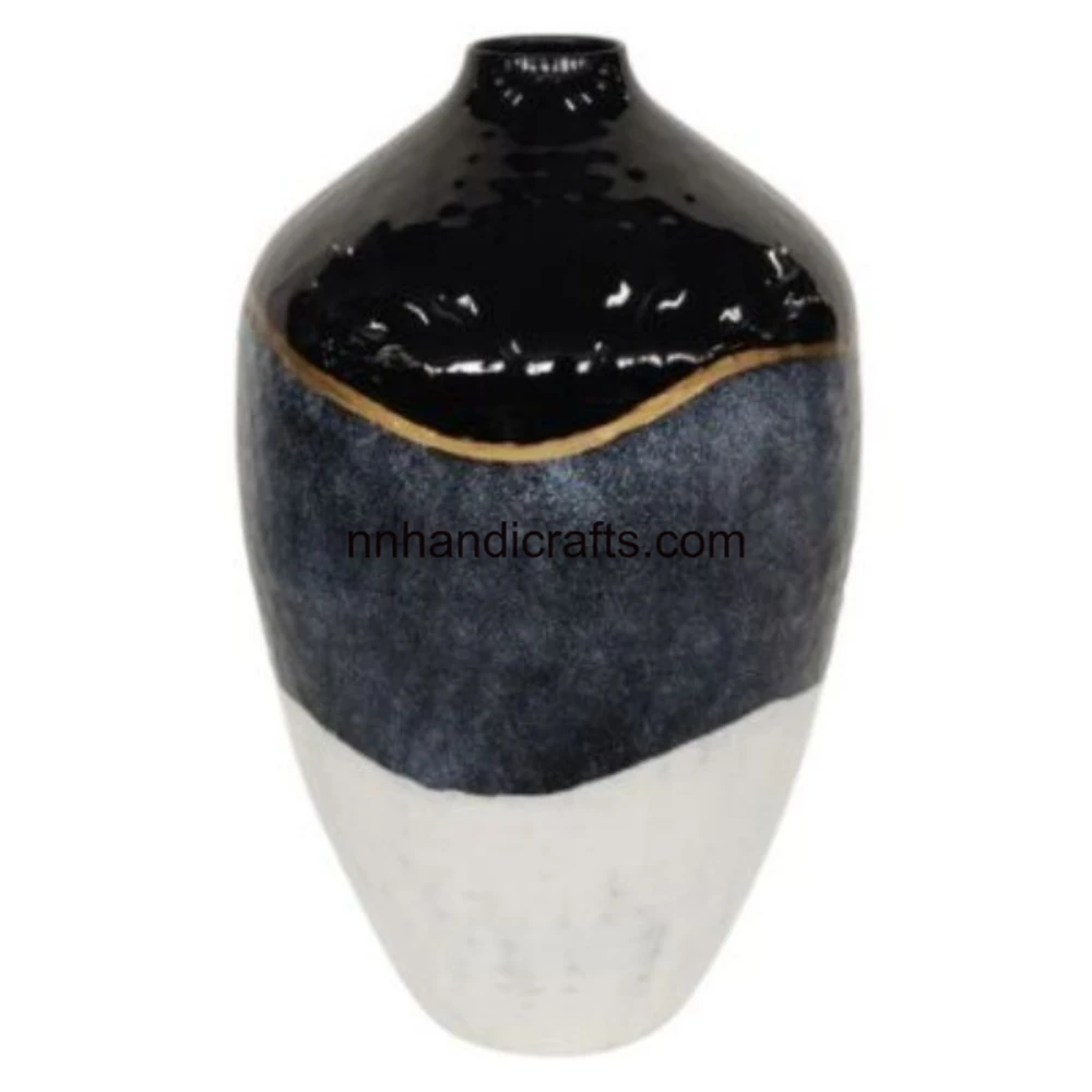 Home Decoration New Design Aluminum Metal White Powder Coated Embossed Modern Unique URNs & Jars Vase
