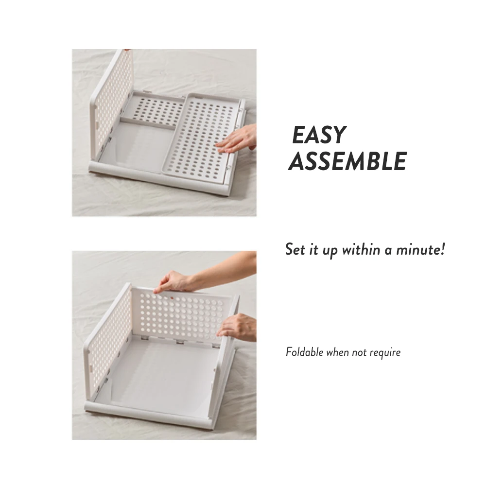 Elianware Foldable Stackable Shelf Storage Organizer Self Assembler Wardrobe Basket Storage Box Drawer