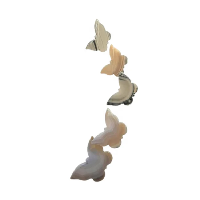 wind chime Agate Slices Butterfly shape crystal decorative arts and crafts colorful natural agate slices wind chimes for home