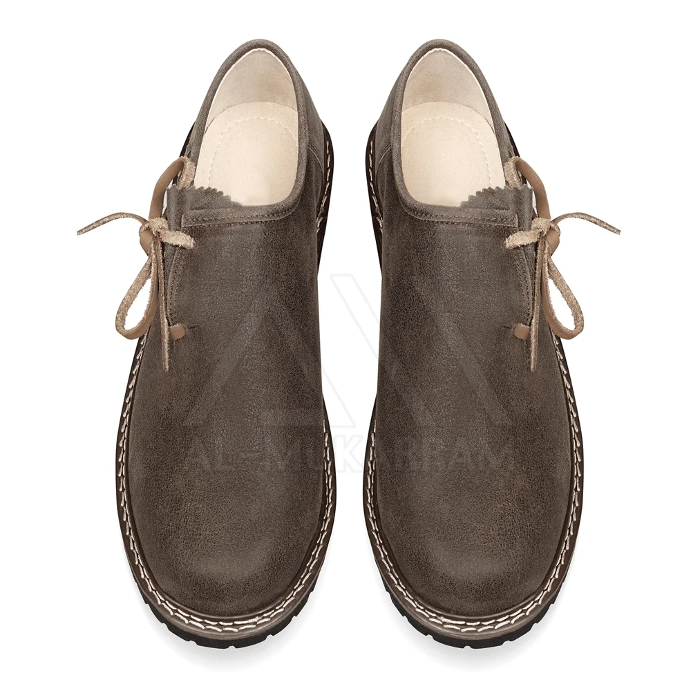 
Dark Brown Leather Bavarian Lederhosen Shoes For Men 