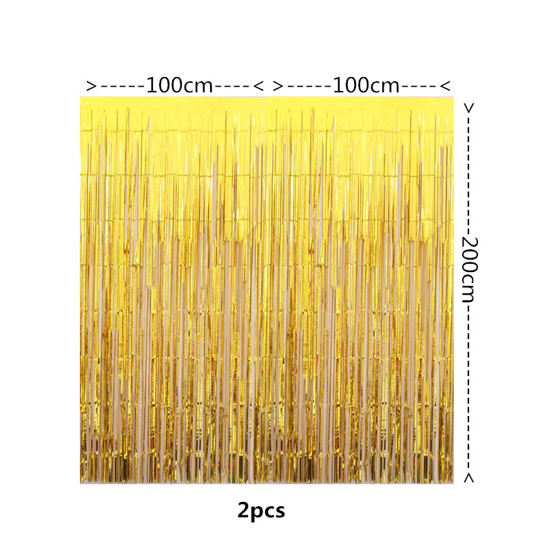 OEM 1*2m Colorful Tinsel Fringe Curtain Window Door Background Shinning Party Decorations Metallic Foil Tinsel Curtain