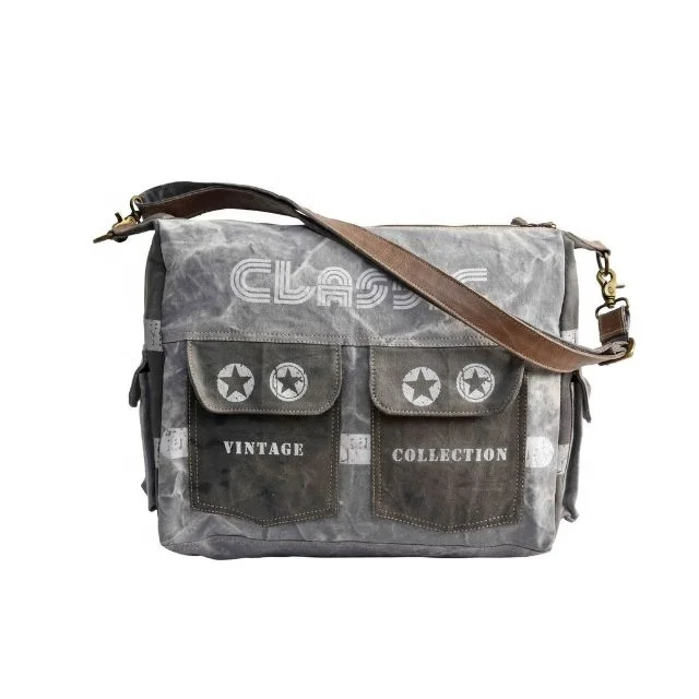 Custom Vintage Canvas Cross Body Satchel Shoulder Messenger Bag