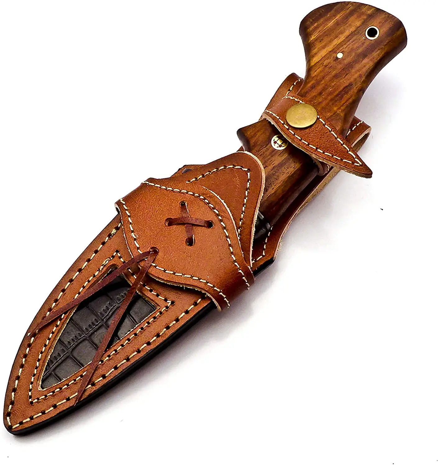 
Damascus knife Handmade Hunting Knife with Sheath Fixed blade knife Non-Slip walnut wood Handle 