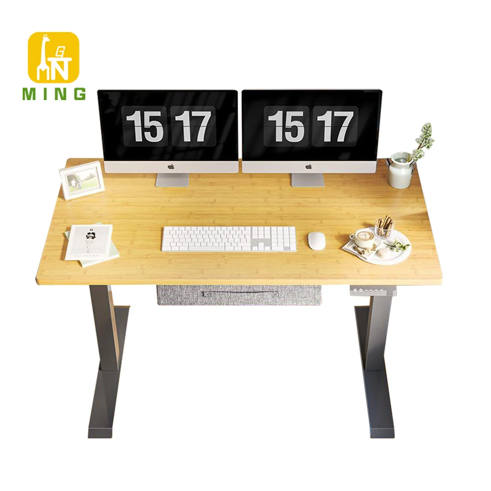 Factory Directly Wooden Office Computer Dual Motor Ergonomic Electric Smart Standing Desk Frame Height Adjustable Desk