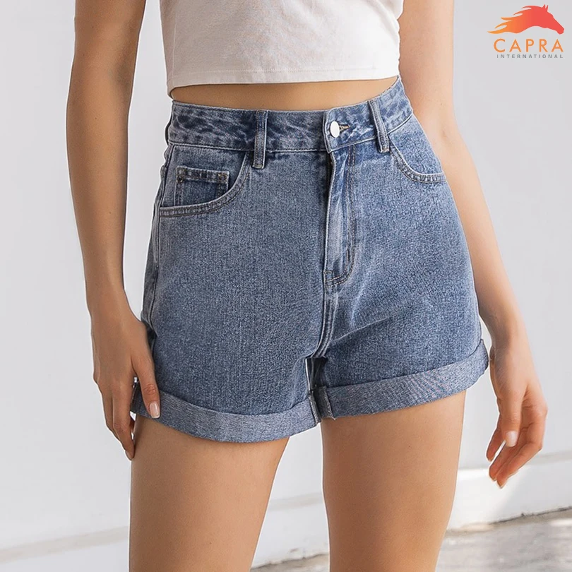 OEM Women Denim Shorts Stretch Slim Push Up Hips Elastic Cotton Straight Short Jeans Female Casual Summer Woman Summer