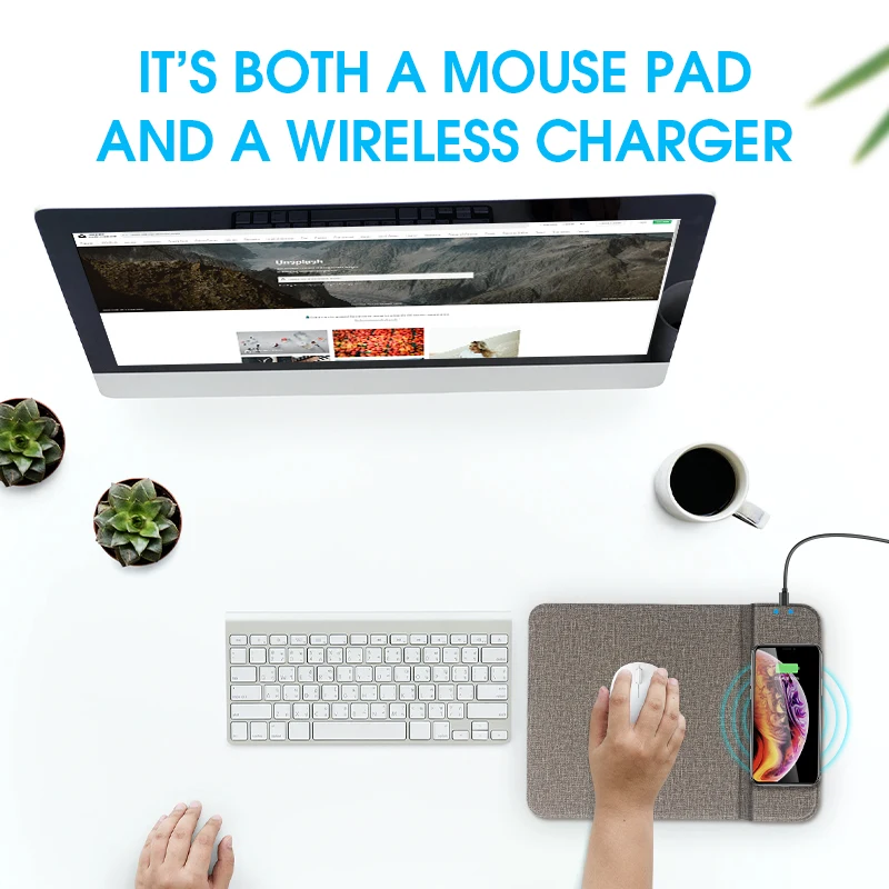  Logo Customized High Quality Wireless Charging Mousepad With