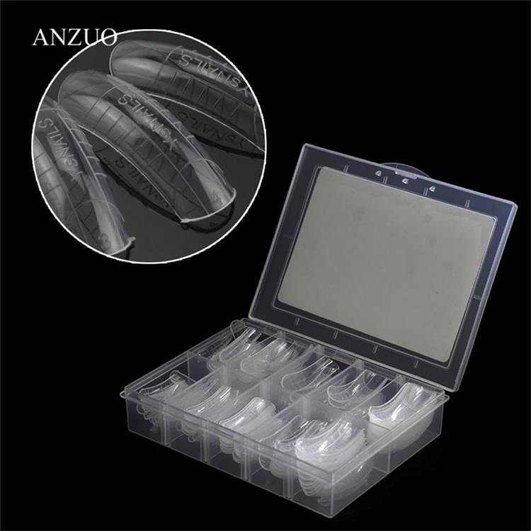 120pcs uv Gel Acrylic Nails Mold Artificial Dual Forms System UV Gel Polish Manicure Tool Nail Extension Form Tips Clear