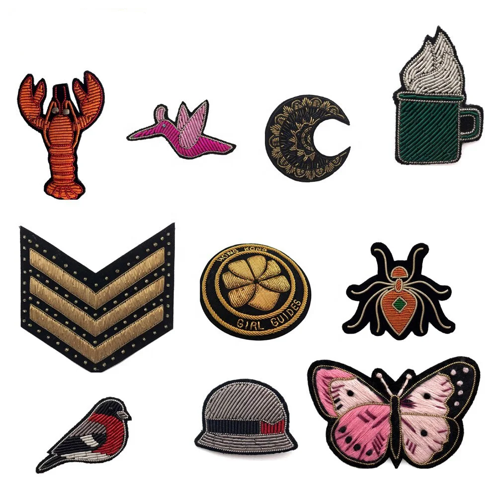 Customized brooch/Fashion High Quality Hand Embroidered brooch/ Best Quality Custom Made Hand Embroidered Badges Work