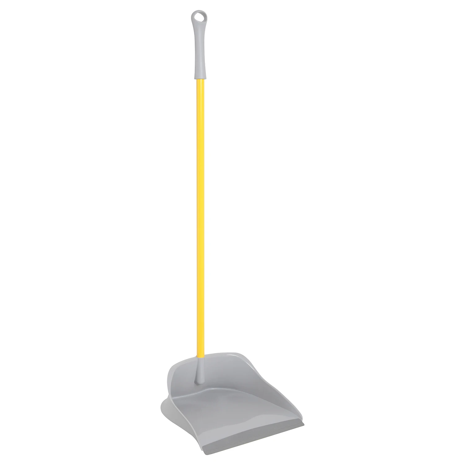 Upright Plastic Dustpan with Rubber Lip and Foot Fix | Long Yellow Metal Stick and Ergonomic Grip | Made in Italy