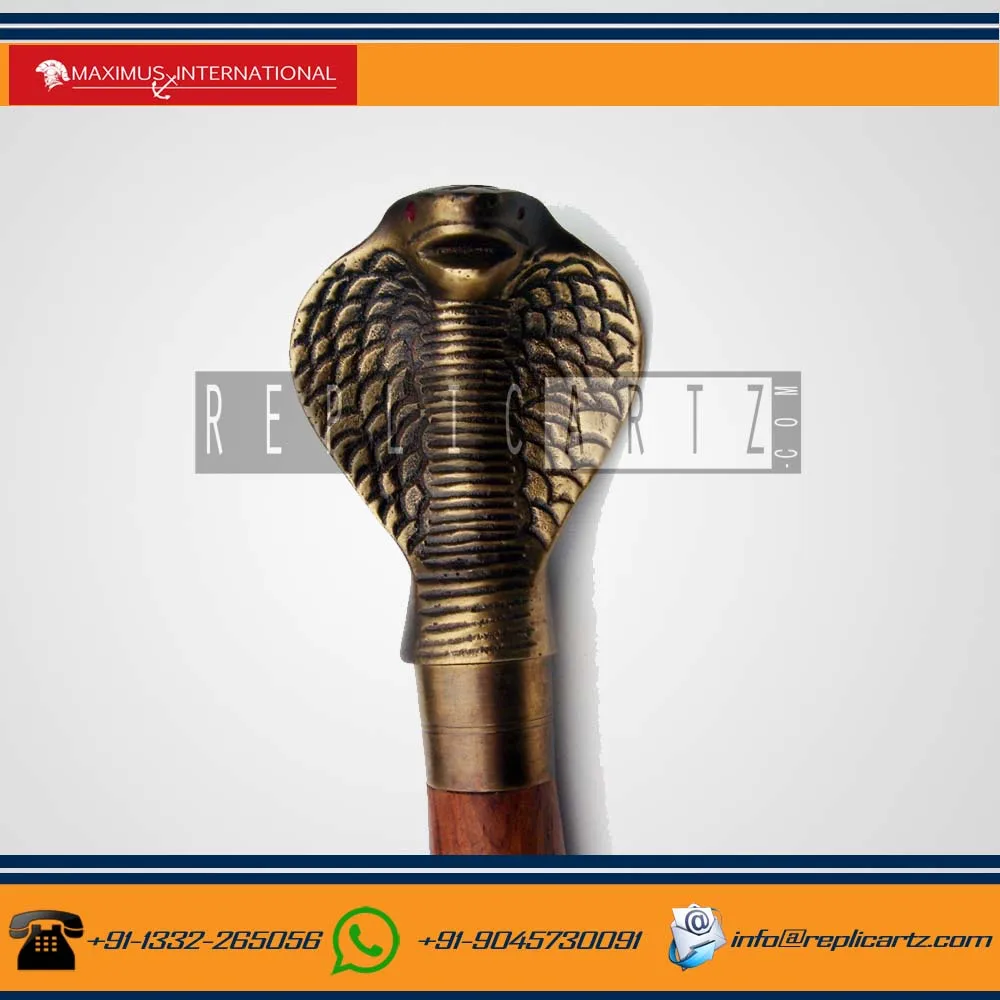 Nautical Wooden Walking Stick, Designer Snake Brass Handled Walking Sticks Classic Walking Stick for Gentleman