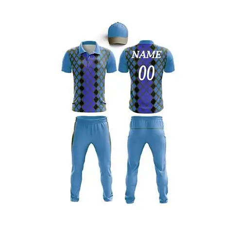 Latest Design 100% Polyester Cricket Jersey and Pant Cheap Price Cricket Uniform made in Pakistan