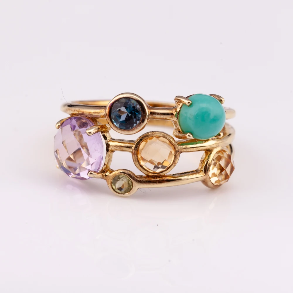 High Fashion Jewelry Silver 925 14K gold plated elegant natural gemstone ring high quality factory price
