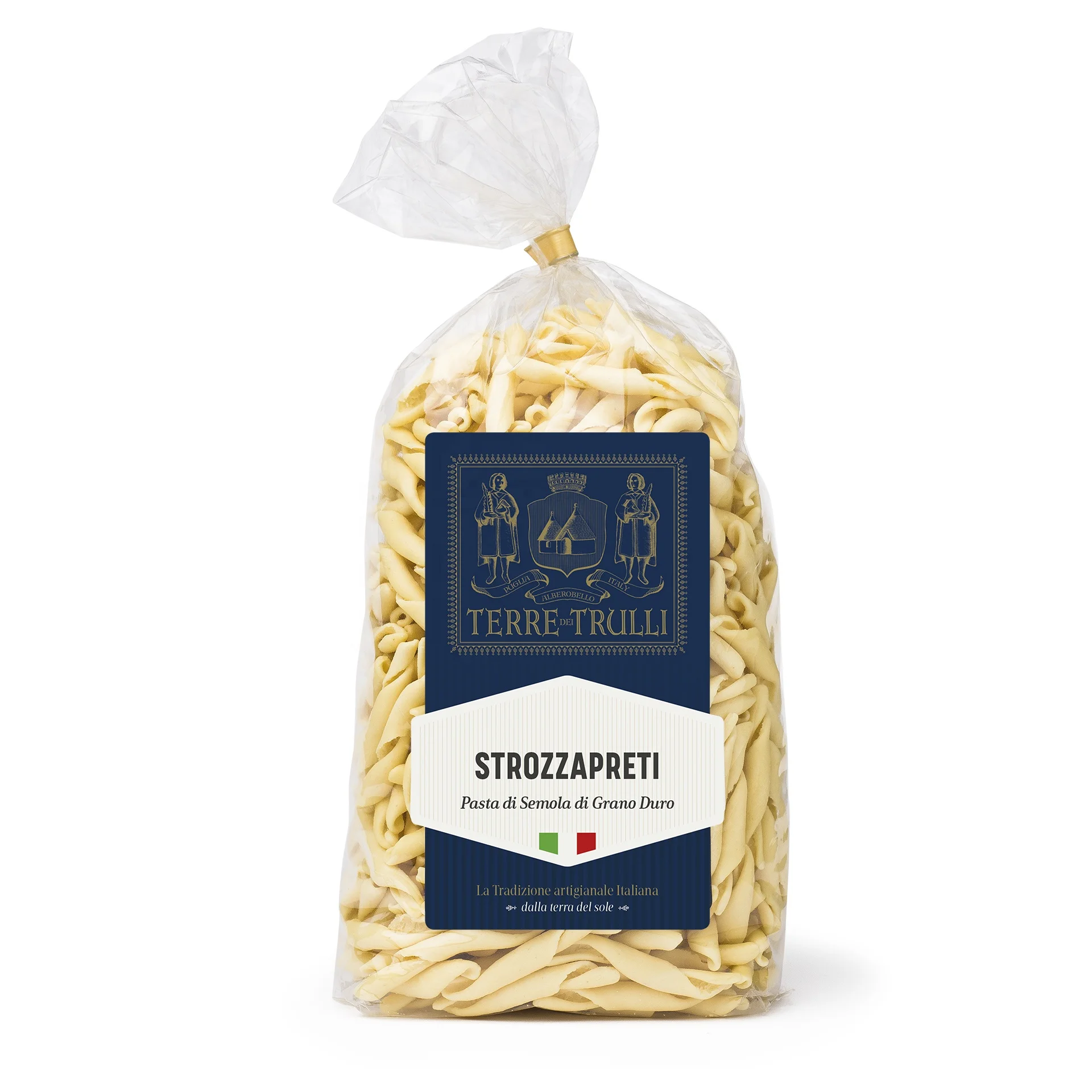 Italian High Quality Noodles - Apulian Premium Slow-Dried Pasta Strozzapreti 500g bag