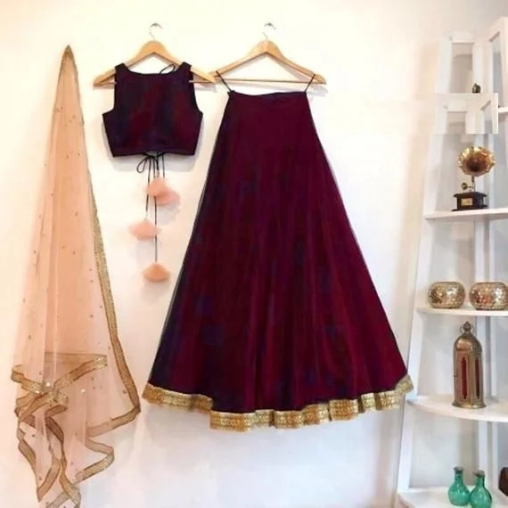 Lahenga choli colorful Indian designer net velvet taffeta silk fabrics lehenga choli dupatta blouse semi stitched wholesale