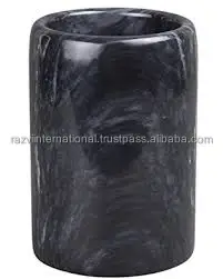 Stainless steel square shape golden leaf pen holder