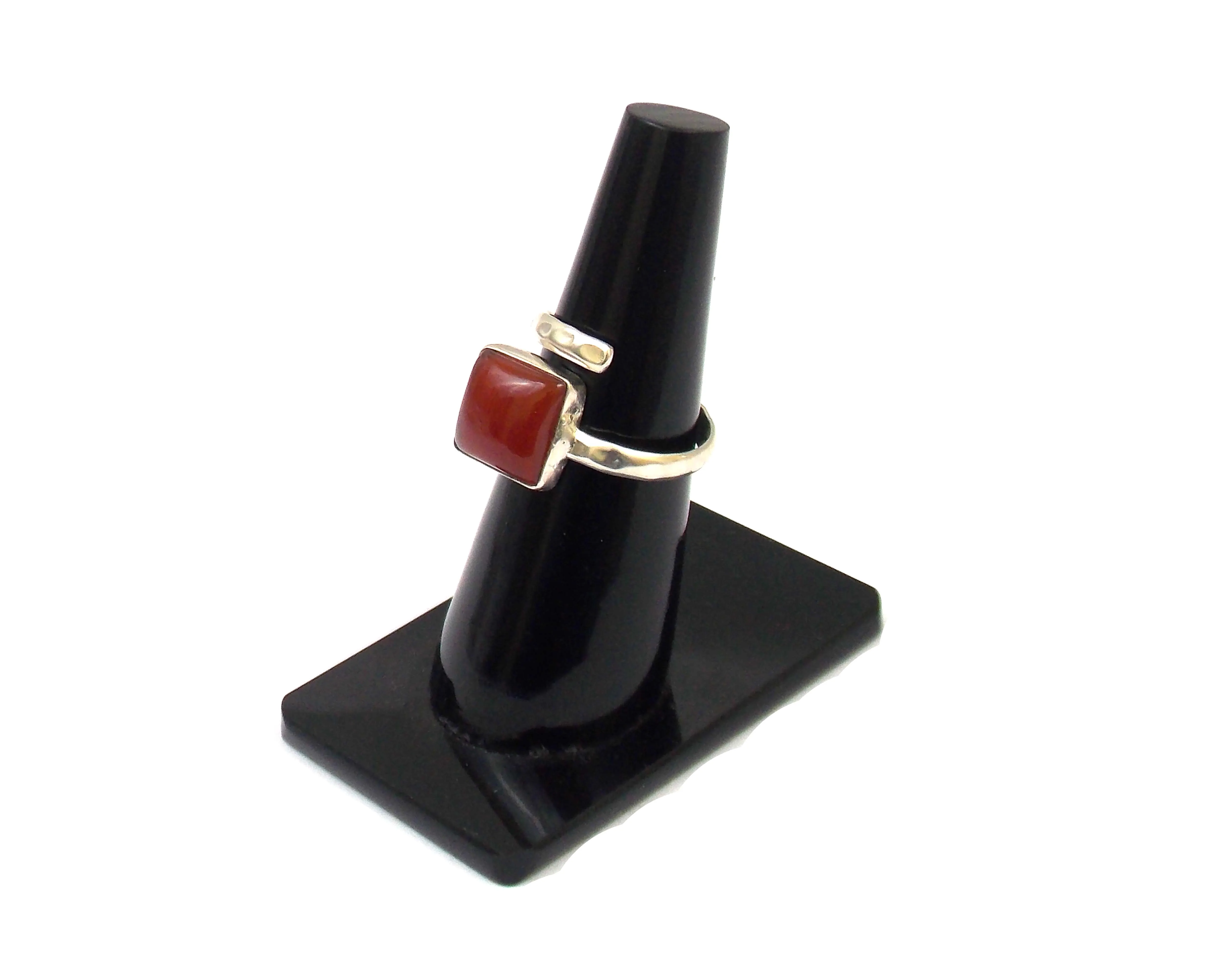 Carnelian Square Shape Silver Plated Jewelry Making Gemstone Ring