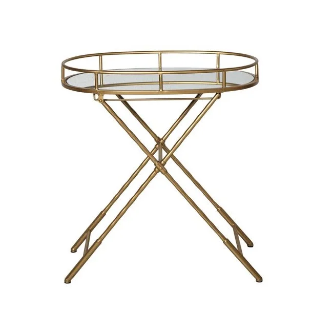 HIgh Quality Home Decor Luxury Glass Square Tableware Mirrored Gold Metal Serving Tray by OMEGA METALS INDIA