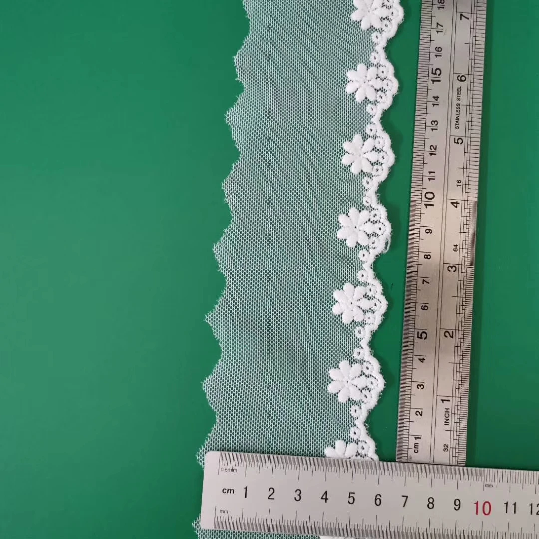 
Customized French For Bridal Voile Embroidery Soft Mesh Lace Tulle Trim Ivory 