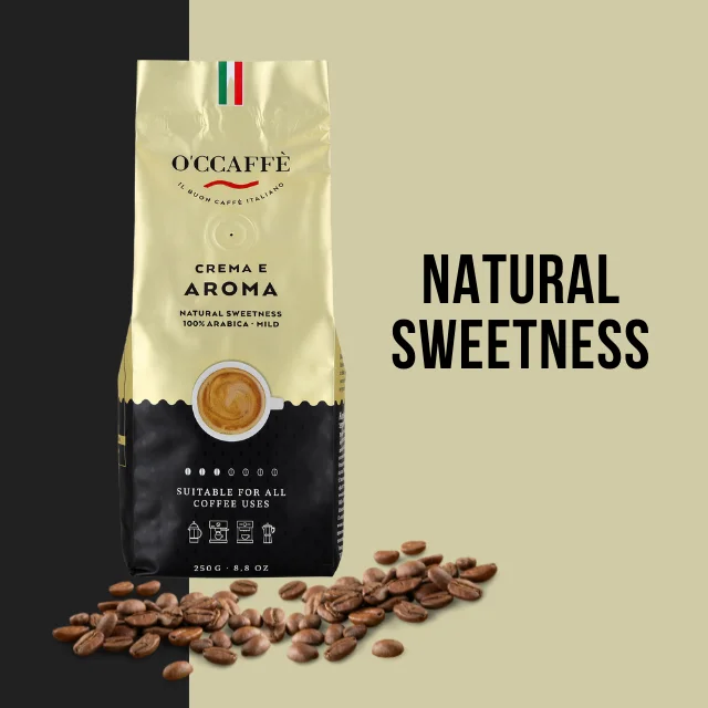 High Quality Occaffe Intense Flavour 100% Arabica Italian Espresso Coffee Beans For Coffee Machine